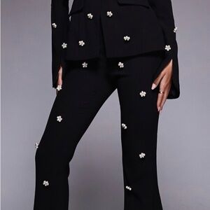 ASOS Black Pearl-Embellished Flare Pants